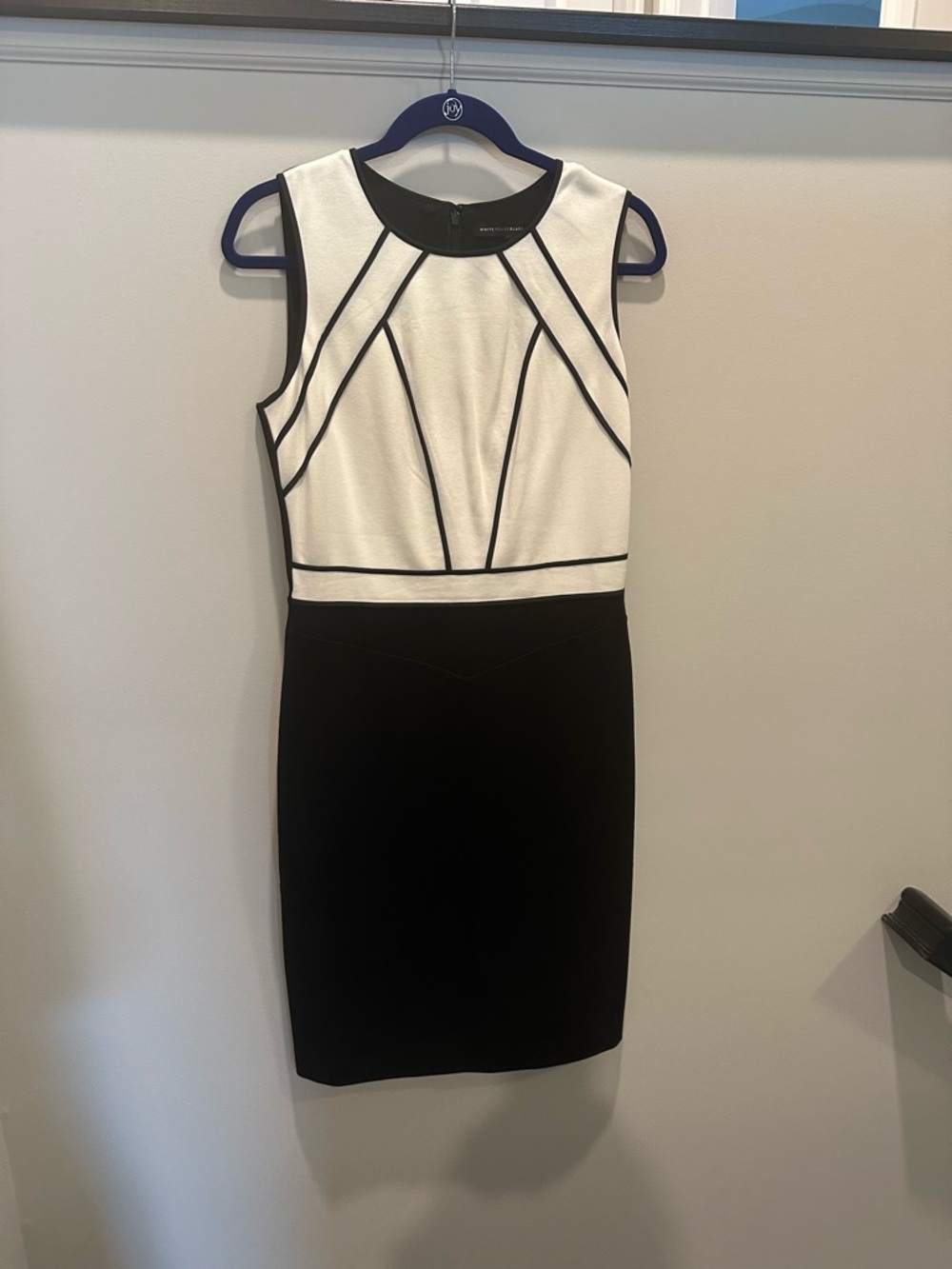 White House Black Market Black and White Geometric Sheath Dress